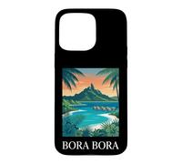 Bora Bora Coast Tropical Lagoon Retro Travel Case for iPhone 15 Pro Max