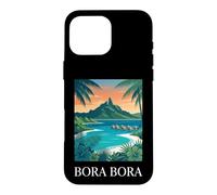 Bora Bora Coast Tropical Lagoon Retro Travel Case for iPhone 16 Pro Max