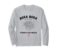 Bora Bora French Polynesia Flag Shell Clam Pacific Ocean Long Sleeve T-Shirt