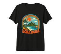 Bora Bora Tropical Island Sunset Retro 70s Beach Vacation Premium T-Shirt