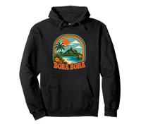 Bora Bora Tropical Island Sunset Retro 70s Beach Vacation Pullover Hoodie