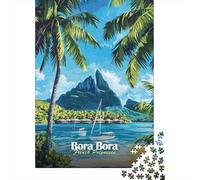 Bora Bora Tropical Paradise 1000 Piece Jigsaw Puzzle, Continental Street Poster, Screen-Free Fun, Interlocking Paper Pieces, Travel Gift for Home Décor Fans, 70x50cm/1000pcs