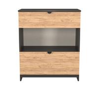 Bora Chest of Drawers Oak & Dark Grey 1 Shelf 2 Drawers 89cm