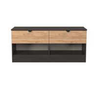 Bora Large Chest of Drawers Oak & Dark Grey 2 Shelves 2 Drawers 110cm