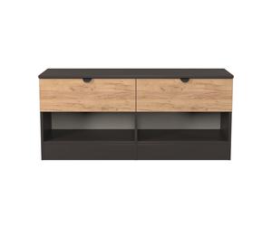 Bora Large Chest of Drawers Oak & Dark Grey 2 Shelves 2 Drawers 110cm