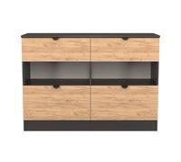 Bora Large Chest of Drawers Oak & Dark Grey 2 Shelves 4 Drawers 110cm