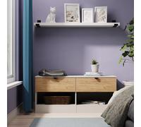 Bora Large Chest of Drawers Oak & Off-White 2 Shelves 2 Drawers 110cm