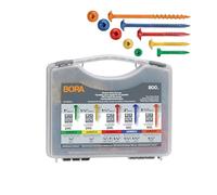 BORA Pocket Hole Screw Set - 800 Piece Fine Thread Colour Coded Wood-Screws for Indoor and Outdoor, Square Drive, Self Tapping Tip, Durable Rust-Resistant Steel Construction, BR-A180403