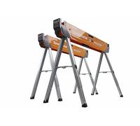 Bora PORTAMATE Speedhorse Twin Pack, 30x Faster Instant Set Up, Non Sequential Leg Folding, 1633kg Capacity Per Pair, Metal Top for 2x4, Heavy Duty Pro Bench Saw Horse with Folding Legs, PM-4500T