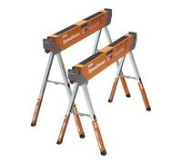Bora Portamate Speedhorse XT Sawhorse Pair- Two pack, 30-36 inch height adjustable Legs, Metal Top for 2x4, Heavy Duty Pro Bench Saw Horse for Contractors, Carpenters - PM-4550T,Orange