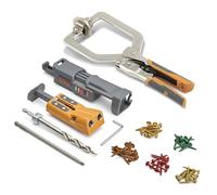 BORA Pro Compact Pocket Hole Jig, 3 inch Face Clamp, & 50pc Screw Set, Auto Adjust Drill Guide, Durable Pocket Hole Jig Kit for Woodworking & Tight Spaces - For Materials 1/2 inch to 1-1/2 inch Thick