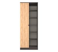 Welcome Furniture Ready Assembled Bora 1 Door Open Shelf Double Wardrobe, Grey