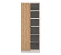 Welcome Furniture Ready Assembled Bora 1 Door Open Shelf Double Wardrobe, Cream