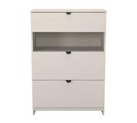 Bora Tall Chest of Drawers Off-White 1 Shelf 3 Drawers 108cm