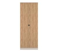 Bora Tall Wardrobe Oak & Off-White 2 Doors 1 Shelf 196cm