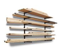 Bora Wood Organizer and Lumber Storage Metal Rack with 6-Level Wall Mount - Indoor and Outdoor Use, Black | PBR-006B