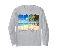 Boracay Philippines Travel Trip Brushstroke Boracay Souvenir Long Sleeve T-Shirt
