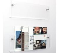 Boracy Acrylic Clear Magazine Holder, Newspaper stand wall gluing or Magazine Racks drilling installation, Modern magazine stand für Bad Toilette Wohnzimmer, Magazine Racks(Length-100cm(39.3in))