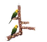 Borangs Bird Perch Natura Wood Stand Toy Branch for 3-4pcs Small Medium Parrots Cages Toy S