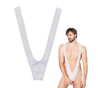 Borat Mankini Man Underwear,Mankini Borat Mankini Joke Gifts for Men,Sexy Underwear Man Thong Funny Prank Fancy Dress Costume Men's Thong One Piece Swimsuit Print Mens Holiday Essentials,White