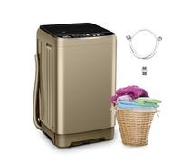 BORCOLO Portable Washing Machine, 17.7lbs Full-Automatic Small Washing Machine for Apartment, 10 Wash Programs with Drain Hose Dorm Size Portable Washer for RV, Home, College, Gold