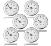 BORDEAG Heating Pipe Thermometer, Pack of 6, Tube Thermometer, Heating Pipe, Portable Piping Thermometer, Industrial Pipe Thermometer, Insertion Pointer Thermometer 0-120°C 63 mm
