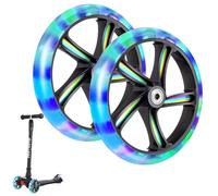 BORDEAG Luminous Stunt Scooter Wheels, Pack of 2, 200 mm LED, Black, Aluminium Alloy, Scooter Wheel