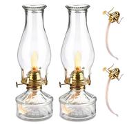BORDEAG Pack of 2 Transparent Antique Metal Glass Rotating Socket Retro Oil Lantern, Indoor Outdoor Mirror Kerosene Lamp, Indoor Windproof, Emergency Light