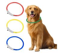 BORDEAG Pack of 4 LED Light Collar Dog Rechargeable, Luminous Waterproof, 3 Lighting Modes, Adjustable Length 70 cm (Red, Yellow, Green, Blue)