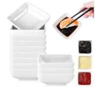 BORDEAG Set of 16 Classic White Melamine Rectangular Dip Bowls, Ideal for Charcuterie, Sushi, Spices, BBQ, Tomato Sauce