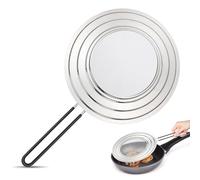 BORDEAG Splash Guard Pans, Pans Splash Guard 30 cm with Folding Handle, Universal Stainless Steel Grease Splash Guard for Pan to Protect Against Grease Splashes