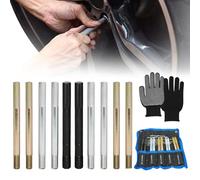 BORDEAG Wheel Mounting Aid Set, 10-Piece Wheel Mounting Aid Fixing Bolt with Gloves, Tyre Mounting Aid, Stainless Steel Wheel Guide Pin for Cars, M12x1.25, M12x1.5, M14x1.25, M14x1.5, M15x1.25