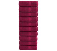 vidaXL 10-piece 100% Cotton Guest Towels - 30x50cm Bordeaux - 600gsm - Soft and Absorbent with Hanging Loop - Machine Washable