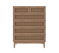 Bordeaux 6 Drawer Chest - MDF - L39 x W85 x H109 cm - Oak Lemon Pavilion Furniture Brown 1 Pack