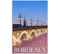 Bordeaux Bridges Vintage Travel Poster Retro Wall Art Canvas Poster Art Print Room Decor Home Decor Unframed 30x45cm