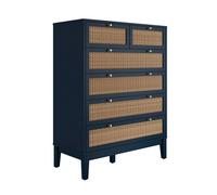 Bordeaux Chest of Drawer - L39 x W85 x H108.8 cm - Berlin Blue/Oak Lemon Pavilion Furniture Blue 1 Pack