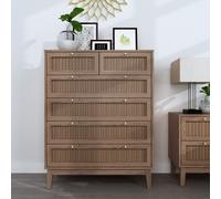 Bordeaux Chest of Drawers - Stylish Rattan & Gold Accents 6 Drawers