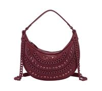 Bordeaux Handbag with Chains and Rhinestones - female - La Carrie - Shoulder Bags - Red - ONE SIZE - Bags ONE SIZE