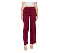 Bordeaux Plain Trousers Zip Button Fastening, female, ICHI, Wide Trousers, Red, L, Trousers L