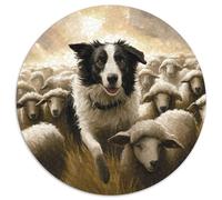 Border Collie 1000 Piece Circular Puzzle Pet Dog All Ages Suitable Stress Relief & Educational Puzzle Home Decor Family Activity 1000pcs (67.5x67.5cm)