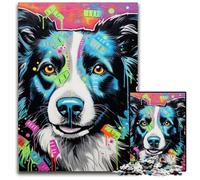Border Collie 1000-Piece Jigsaw Puzzle Wooden Jigsaw Puzzles for Adults for Teenagers & Teens, Ideal Birthday 50x75CM/19.68x29.52inch