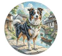 Border Collie 1000 Piece Jigsaw Puzzles Circular Jigsaw Classic Educational Games Beautiful Decoration Puzzle for Adults And Kids 1000pcs (67.5x67.5cm)
