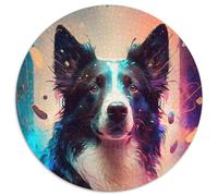 Border Collie 1000 Piece Puzzle Round JigsawPuzzle 1000 Pieces for Adults Skill Level Beginner, Great for Birthday (Size 67.5x67.5cm)