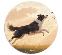 Border Collie 1000 Piece Wildlife Round Jigsaw Puzzles What Happens Next Beautiful Decoration for Adults And Kids 1000pcs (67.5x67.5cm)