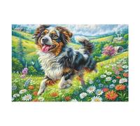 Border Collie 1000 Pieces Classic Jigsaw Puzzle Cute Animals Puzzle for Adults Concentration Training Wall Art Mental Exercise Halloween Thick Cardboard 1000 PCS