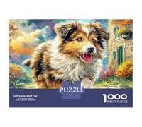 Border Collie 1000 Pieces Collie Run Recycled Cardboard Puzzle for Adults Kids 12+ Rainy Day Indoor Activity Brain Training Birthday Present 38x26cm/1000pcs