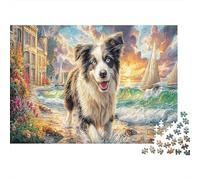 Border Collie 1000 Pieces Jigsaw Puzzle for Adults & Children, Eco-Friendly Cardboard, Border Collie Pup, Brain Teaser Entertainment, Improves Hand-Eye Coordination 70x50cm/1000pcs