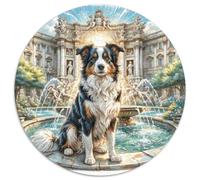 Border Collie 1000 Pieces Jigsaws Pet Dog Round Jigsaw Jigsaw Puzzles for Adults And Kids Challenging & EducationalArt 1000pcs (67.5x67.5cm)