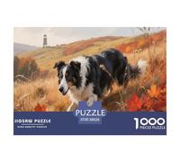 Border Collie 1000 Pieces Portable Jigsaw Puzzle for Adults Quirky, Abstract Design, Fun Details, Educational, Challenging Puzzle Games 38x26cm/1000pcs