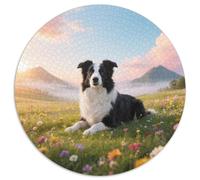Border Collie 1000pc Circular Jigsaw with Pet Dog, Tricky And Engaging, Great for Living Room Tabletop Fun, Perfect for Family Bonding 1000pcs (67.5x67.5cm)